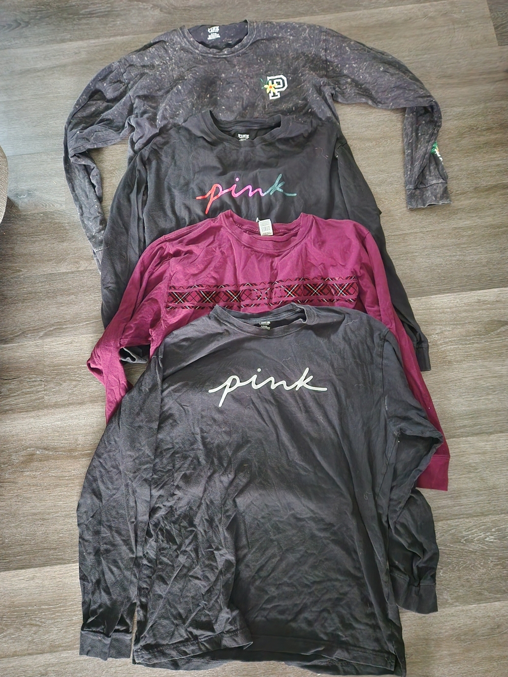 PINK Victoria's Secret Long-Sleeve Womens Medium Tops Bundle in Black and Berry
